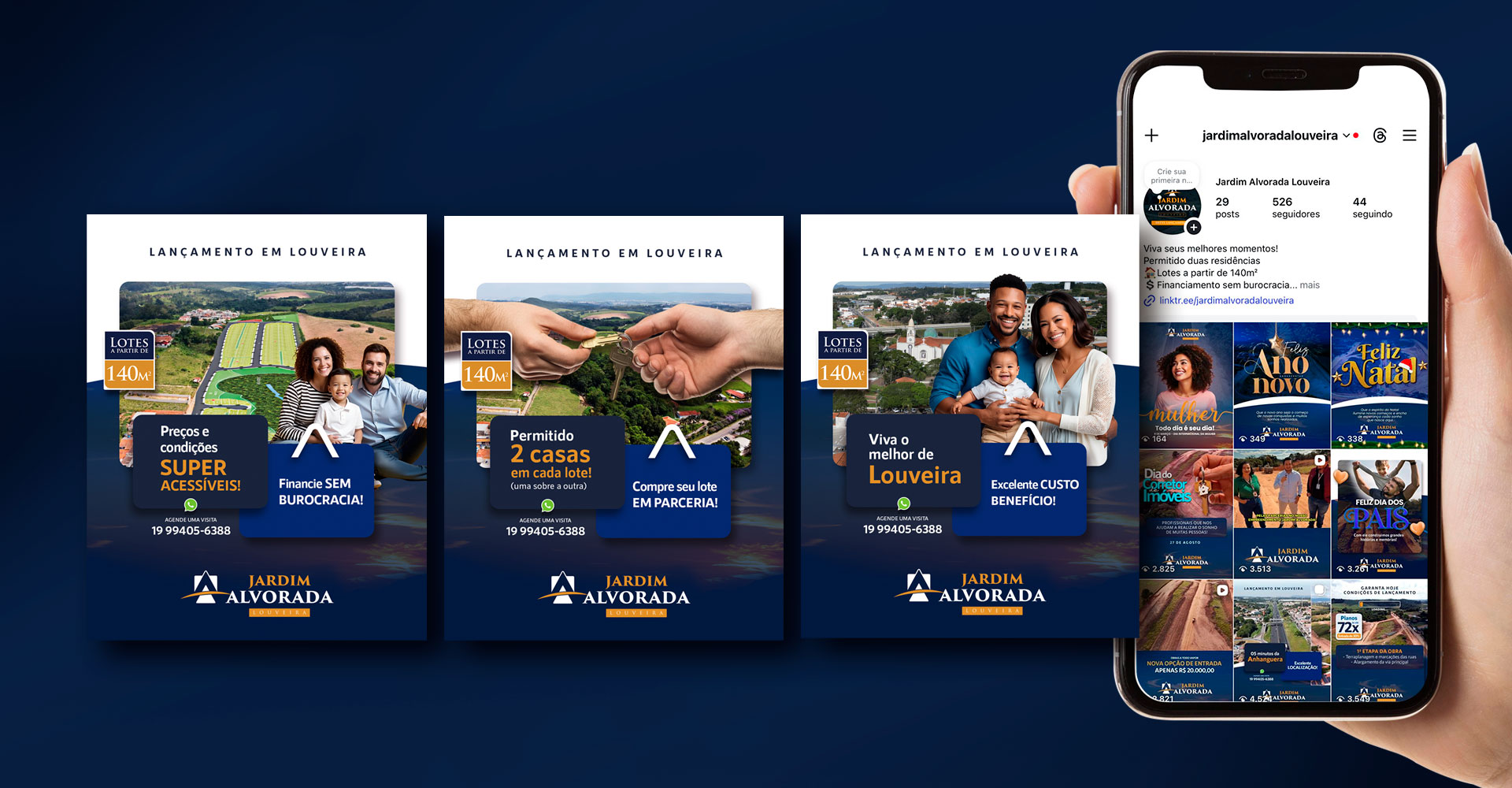 Identidade Visual e criação Campanha de Lançamento Jardim Alvorada Louveira